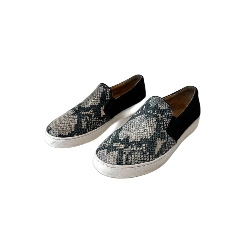 Vionic Slip On Sneakers Snakeskin Black Suede Size 7.5